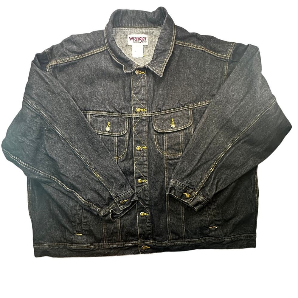 Wrangler Rugged Wear Denim Trucker Jacket Black 5X Big & Tall Gorp Streetwear